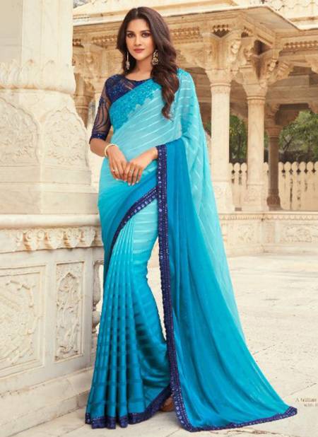 Sky Blue Colour TFH SANDAL WOOD 8th EDITION Latest Stylish Fancy Party Wear Mix Silk Heavy Designer Saree Collection SW-814
